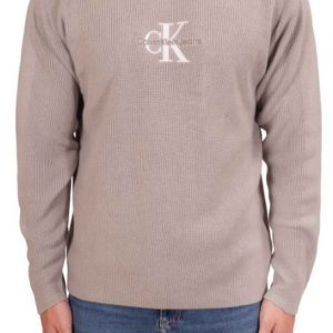 CALVIN KLEIN JEANS – Maglione con Monogramma Taglio Relaxed Grigio Focena