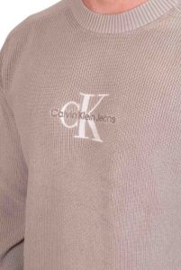 CALVIN KLEIN JEANS – Maglione con Monogramma Taglio Relaxed Grigio Focena