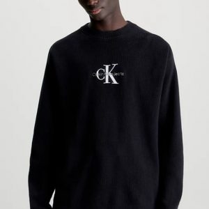 CALVIN KLEIN JEANS – Maglione con Monogramma Taglio Relaxed Nero