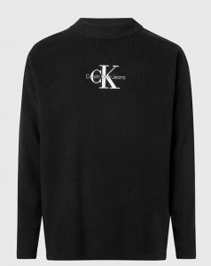 CALVIN KLEIN JEANS – Maglione con Monogramma Taglio Relaxed Nero