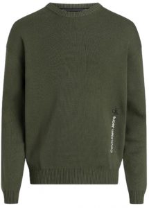 CALVIN KLEIN JEANS – Maglione in Maglia Di Cotone Verde Scuro