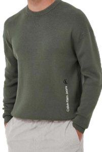 CALVIN KLEIN JEANS – Maglione in Maglia Di Cotone Verde Scuro