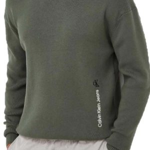 CALVIN KLEIN JEANS – Maglione in Maglia Di Cotone Verde Scuro