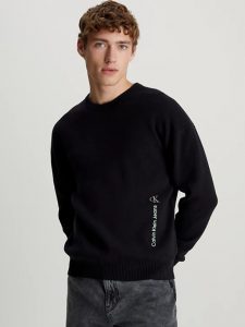 CALVIN KLEIN JEANS – Maglione in Maglia di Cotone Nero