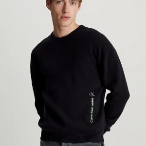 CALVIN KLEIN JEANS – Maglione in Maglia di Cotone Nero