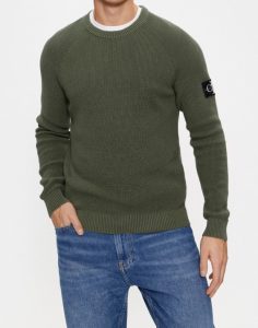 CALVIN KLEIN JEANS – Maglione Girocollo Uomo Verde Scuro