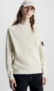 CALVIN KLEIN JEANS – Maglione con Stemma in Cotone Biologico Guscio D’Uovo