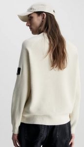 CALVIN KLEIN JEANS – Maglione con Stemma in Cotone Biologico Guscio D’Uovo