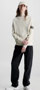 CALVIN KLEIN JEANS – Maglione con Stemma in Cotone Biologico Guscio D’Uovo