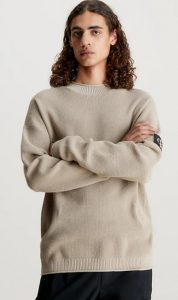 CALVIN KLEIN JEANS – Maglia in Cotone a Nido D’ape Beige
