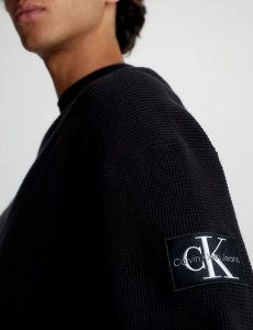 CALVIN KLEIN JEANS – Maglia in Cotone a Nido D’ape Nero