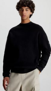 CALVIN KLEIN JEANS – Maglia in Cotone a Nido D’ape Nero