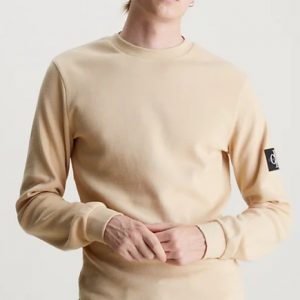 CALVIN KLEIN JEANS – T-Shirt A Nido D’ape Manica Lunga Slim Guscio D’Uovo