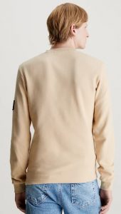 CALVIN KLEIN JEANS – T-Shirt A Nido D’ape Manica Lunga Slim Guscio D’Uovo