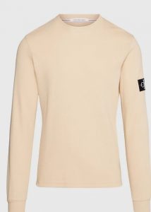 CALVIN KLEIN JEANS – T-Shirt A Nido D’ape Manica Lunga Slim Guscio D’Uovo