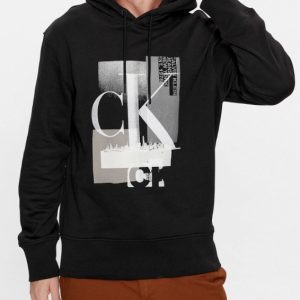 CALVIN KLEIN JEANS – Felpa Uomo Connected Layer Landscape Nero