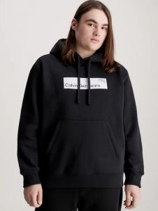 CALVIN KLEIN JEANS – Felpa Uomo con Cappuccio in Pile Misto Cotone Nero