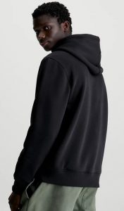 CALVIN KLEIN JEANS – Felpa Uomo con Cappuccio in Pile Misto Cotone Nero