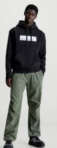 CALVIN KLEIN JEANS – Felpa Uomo con Cappuccio in Pile Misto Cotone Nero