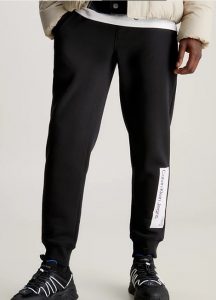 CALVIN KLEIN JEANS – Pantaloni Tuta Uomo in Felpa di Cotone Nero