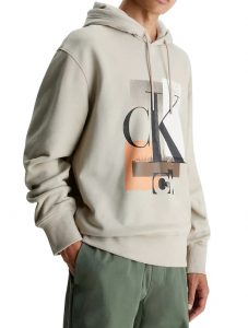 CALVIN KLEIN JEANS – Felpa Uomo Connected Layer Landscape Beige