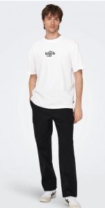 ONLY& SONS – O-Neck T-Shirt Uomo with Print Bianco