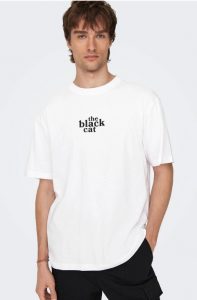 ONLY& SONS – O-Neck T-Shirt Uomo with Print Bianco