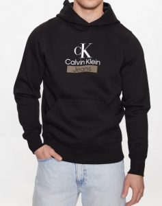 CALVIN KLEIN JEANS – Felpa Uomo con Cappuccio Stacked Archival Hoodie Nero