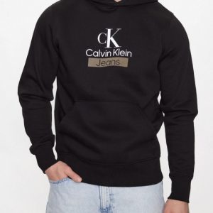 CALVIN KLEIN JEANS – Felpa Uomo con Cappuccio Stacked Archival Hoodie Nero