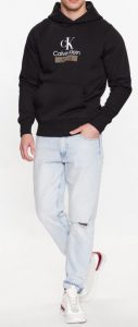 CALVIN KLEIN JEANS – Felpa Uomo con Cappuccio Stacked Archival Hoodie Nero