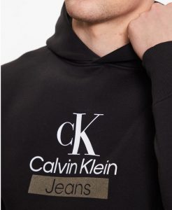 CALVIN KLEIN JEANS – Felpa Uomo con Cappuccio Stacked Archival Hoodie Nero