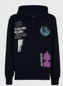 CALVIN KLEIN JEANS – Felpa Uomo con Cappuccio Multi Logo dal Taglio Relaxed Nero