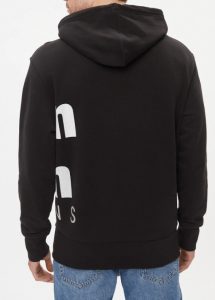CALVIN KLEIN JEANS – Felpa Uomo con Cappuccio e Logo in Cotone Taglio Relaxed Nero