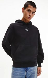 CALVIN KLEIN JEANS – Felpa Uomo con Cappuccio Monogram Nero