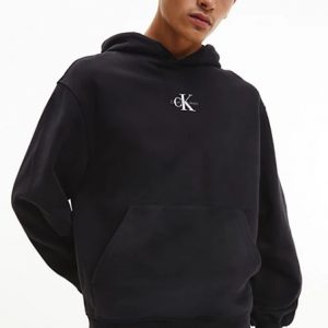 CALVIN KLEIN JEANS – Felpa Uomo con Cappuccio Monogram Nero