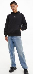 CALVIN KLEIN JEANS – Felpa Uomo con Cappuccio Monogram Nero