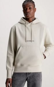 CALVIN KLEIN JEANS – Felpa con Cappuccio in Pile Misto Cotone Beige