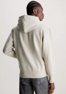 CALVIN KLEIN JEANS – Felpa con Cappuccio in Pile Misto Cotone Beige