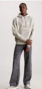 CALVIN KLEIN JEANS – Felpa con Cappuccio in Pile Misto Cotone Beige