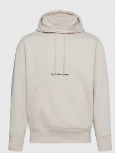 CALVIN KLEIN JEANS – Felpa con Cappuccio in Pile Misto Cotone Beige