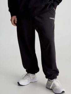 CALVIN KLEIN JEANS – Pantaloni Tuta Uomo in Cotone Taglio Relaxed Nero