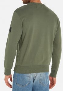 CALVIN KLEIN JEANS – Felpa Uomo Cotone Badge Verde Timo