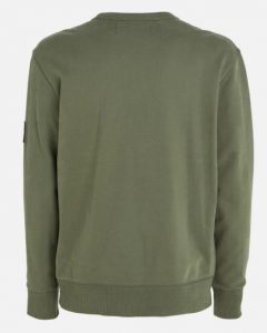 CALVIN KLEIN JEANS – Felpa Uomo Cotone Badge Verde Timo