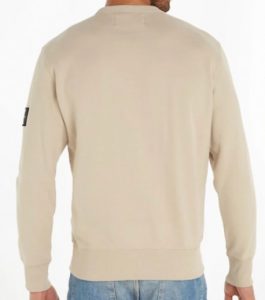 CALVIN KLEIN JEANS – Felpa Uomo Cotone Badge Beige