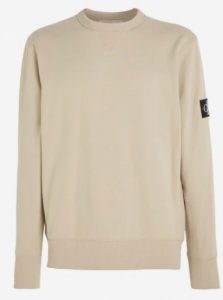 CALVIN KLEIN JEANS – Felpa Uomo Cotone Badge Beige