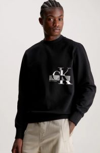 CALVIN KLEIN JEANS – Felpa in Pile di Misto Cotone Nero