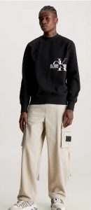 CALVIN KLEIN JEANS – Felpa in Pile di Misto Cotone Nero