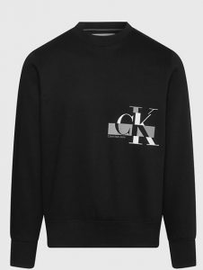 CALVIN KLEIN JEANS – Felpa in Pile di Misto Cotone Nero