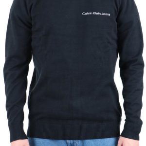CALVIN KLEIN JEANS – Maglione Uomo Dritto in Cotone Firmato Nero