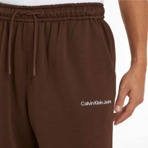 CALVIN KLEIN JEANS – Pantaloni Tuta Uomo in Cotone Taglio Relaxed Marrone Scuro